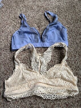Lace Racerback Bralette - Cream & Light Blue